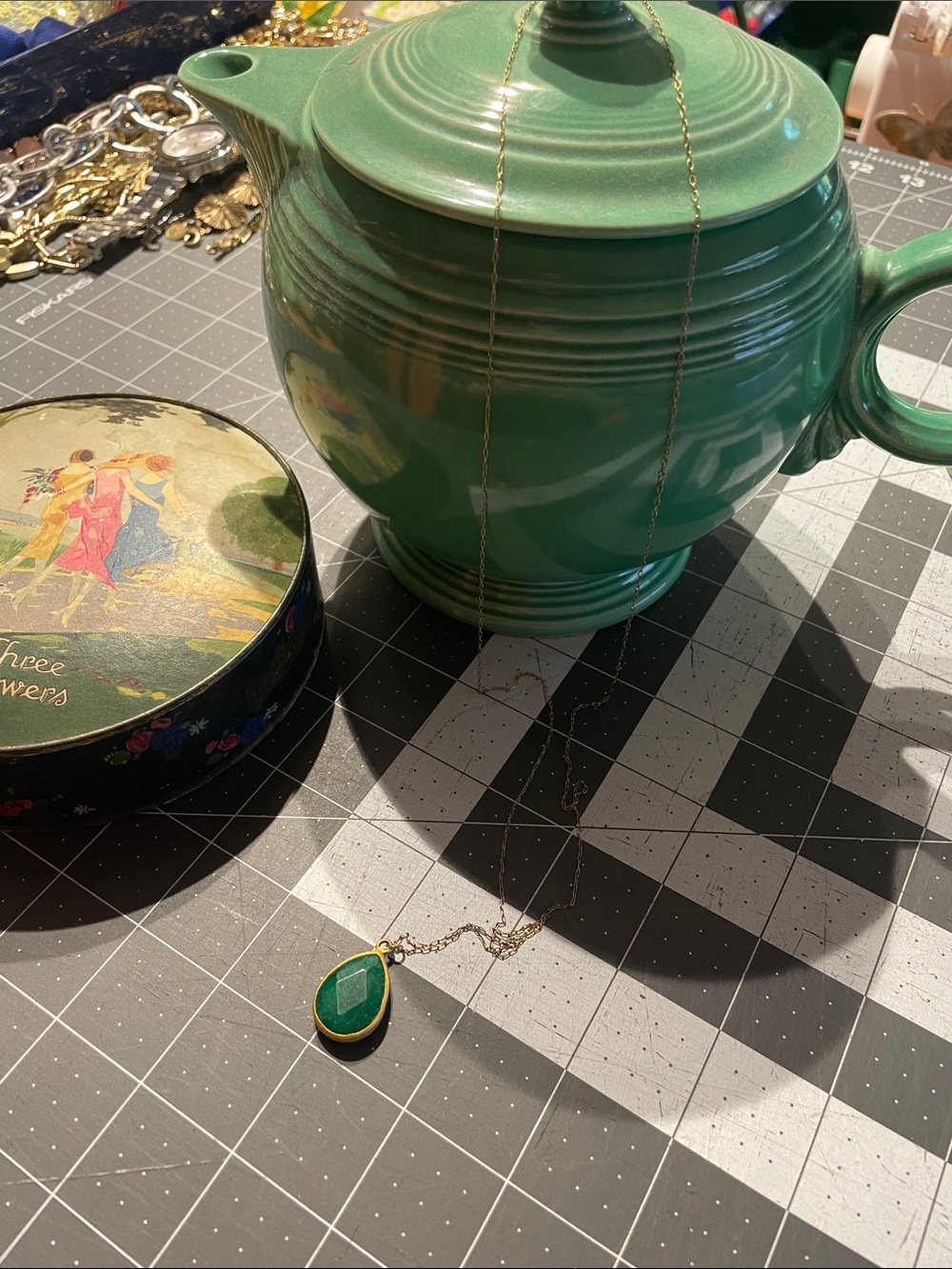 Green and gold pendant